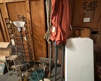 #2226 • 4 Patio Umbrellas with Stands