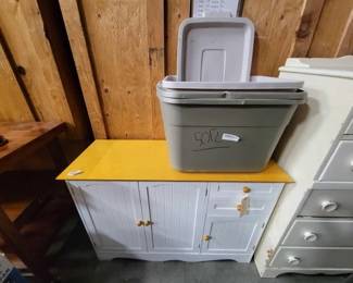 #5012 • Table with Storage & (3) Plastic Totes