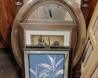 #5090 • 3 Framed Wall Arts and 2 Mirros