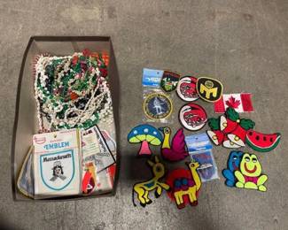 #2098 • Bead Necklaces, Patches & Yarn Animals