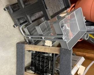 #3072 • (2) Rolling 3 Tier Racks, (3) Creepers & Step Stool