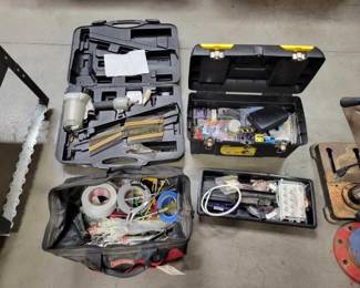 #3106 • Nail Gun and Tool Box & Bag Full of Tools
