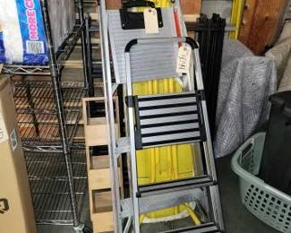 #5044 • Ladders, Ironing Board, Wooden Basket & Wire Racks
