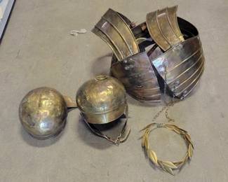 #2066 • Metal Chest Plate and (2) Helmets