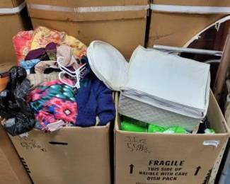 #5586 • (2) Boxes or Clothes, Tissues, XL Diapers & Statues
