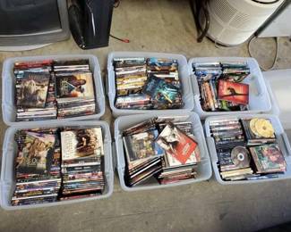 #1552 • 6 Totes of DvDs and CDs
