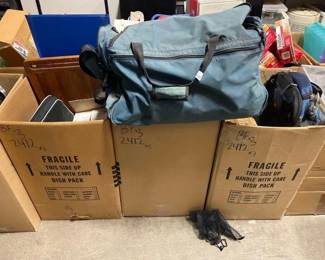 #2412 • 3 Boxes of Lightbulbs, Duffle Bags, Boards & More
