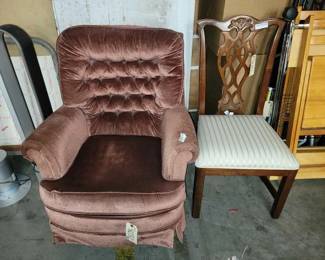 #5032 • Velvet Chair & Wooden Chair
