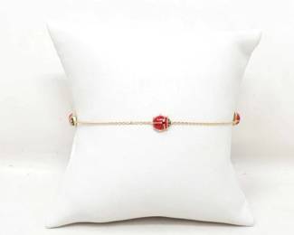 #100 • 18k Gold Ladybug Dainty Bracelet, 1g