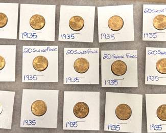 (15) Gold 20 Swiss Franc