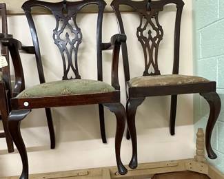 Pierced splat, spoon foot chairs