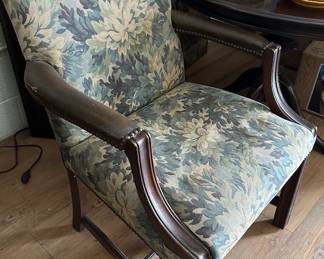 Tapestry leather arm chair