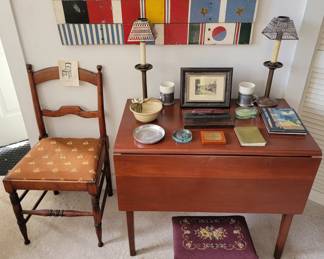 Maple Dropleaf Table 19th C American Slat Back Chair