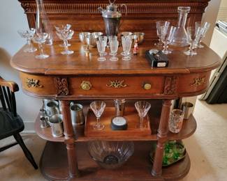 Tiger Oak Antique Server