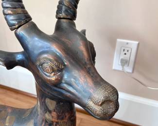 african animal lyre horned antelope impala gazelle bronze 