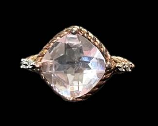 Silver Pink Quartz Ring