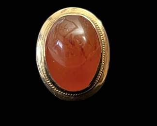 14k Gold Amber Stone Ring