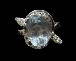 14k Topaz Diamond Ring