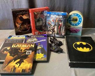 Batman Mega Lot A Vintage Alarm Clock, Movies, Figurines And Comic Books