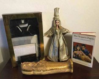 Elizabeth Taylor Collection Cleopatra Doll With Box, 9 Egyptian Sarcophagus, And More