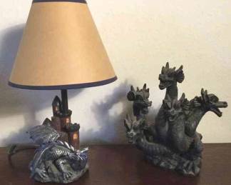 Dragon Bedside Lamp And A Dragon Incense Burner 