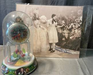 Wizard Of Oz Clock And Picture Signed By Margaret Pellegrini Munchkin