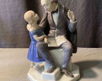 Bing Grondahl 2037 BG HANS CHRISTIAN ANDERSEN Reading To Little Girl 9 1 4 