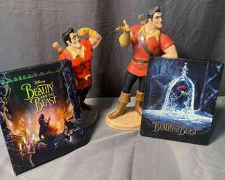 Beauty And The Beast DVD Movies And 2 Gaston Statues 