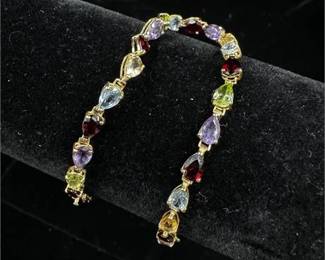 Lot 056 10 Bid(s)
10K Gold Multicolor Gemstone Style Bracelet