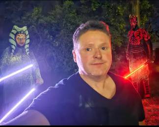 Jeff Parson with his Star Wars Paintings