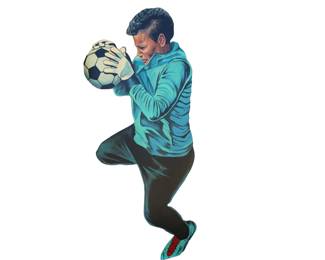 KC Female Soccer Player painting 7 foot x 4 foot