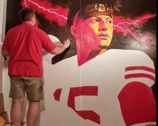 Jeff Parson painting Patrick Mahomes