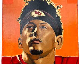 8 foot x 8 foot 2 piece Patrick Mahomes painting by Jeff Parson