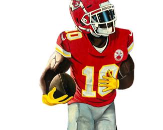 Isiah Pacheco painting 7 foot x 4 foot by Jeff Paron