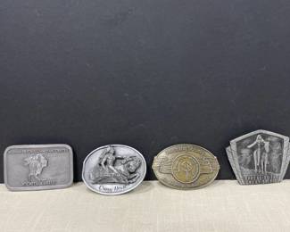 Crazy Horse and other Native American pewter and brass belt buckles
