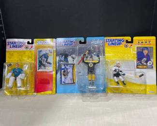 Starting Lineup figurines Arturs Irbe, Sergei Samsonou and Keith Tkachuk in boxes