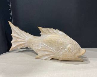 Carved wood fish decor 16 in long