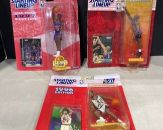 Starting Lineup figurines Antonio McDyees, Charles Barkley and Damon in boxes