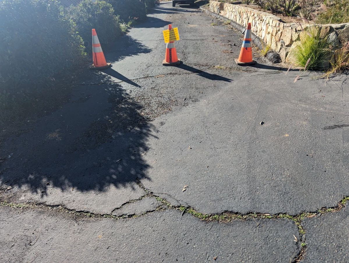 Line starts at beginning of driveway.