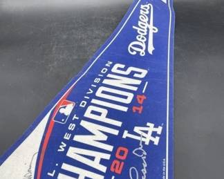 Signed Tommy Lasorda dodgers flag
