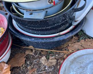 Enamel pots larger ones $15 smaller ones $10 we have several if interested