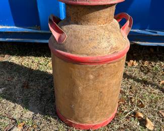 Antique Large Farmhouse Dairy Metal Milk Can with Lid $75