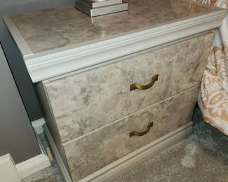 pair matching night tables with matching lamps