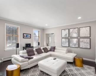 Leather-like sectional sofa (has some damage, but is super comfortable).  Stereo equipment/speakers are NOT for sale.