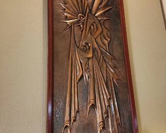 Beautiful Large Vintage Hammered Copper Wall Art