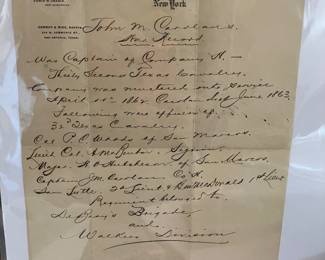 John M. Carolan’s war record. 32nd Texas Cavalry 1862.