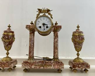 Late 1800s French mantle clock set