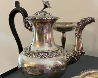French Martial Fray Coffee pot (1849-1861).  Ebony and .950+ silver.