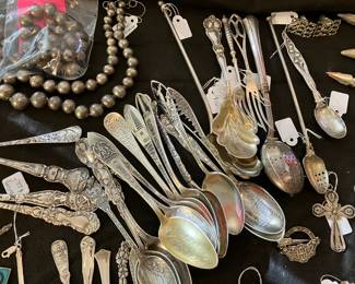 Lots of Sterling souvenir spoons 