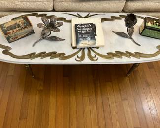 Brass and marble coffee table